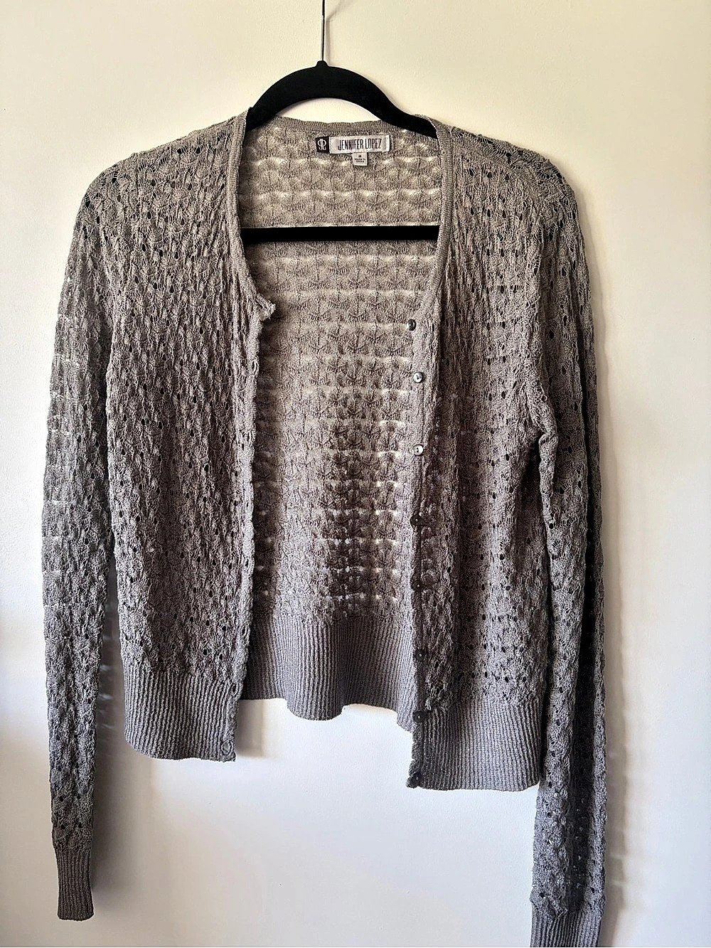 Jennifer Lopez Open Front Cardigan in Gray Size Medium